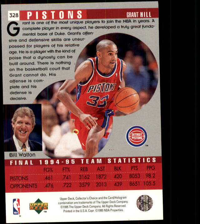1995-96 Collector's Choice #328 Grant Hill SR back image