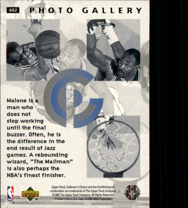 1995-96 Collector's Choice #402 Karl Malone PG back image