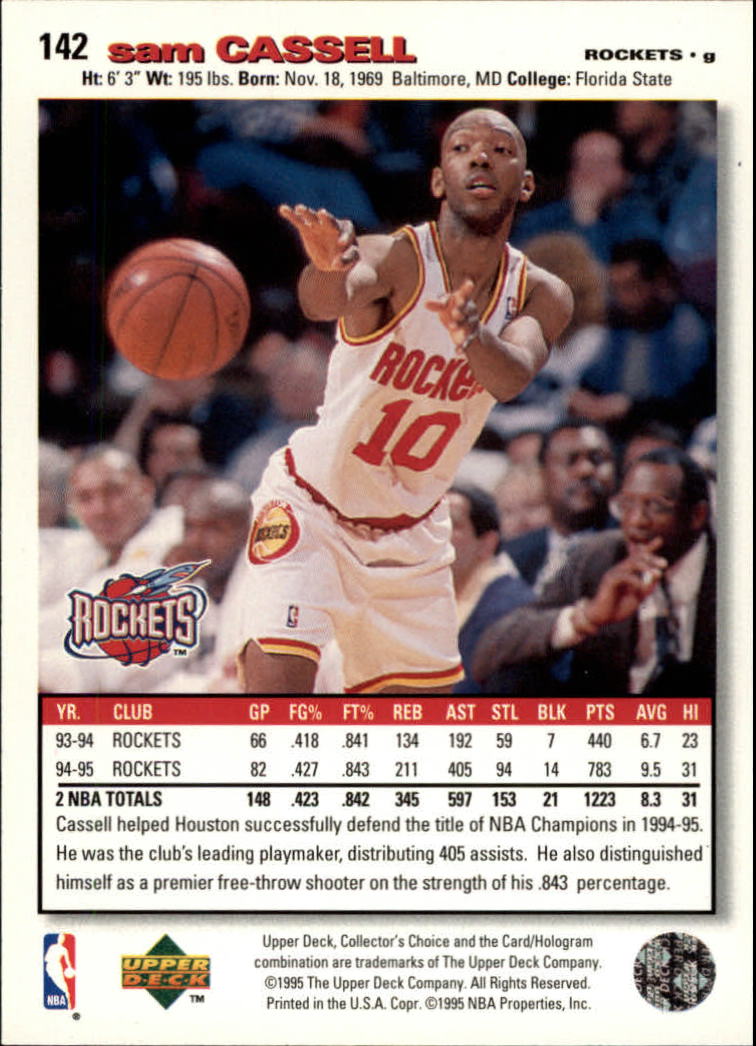 1995-96 Collector's Choice Player's Club #142 Sam Cassell back image