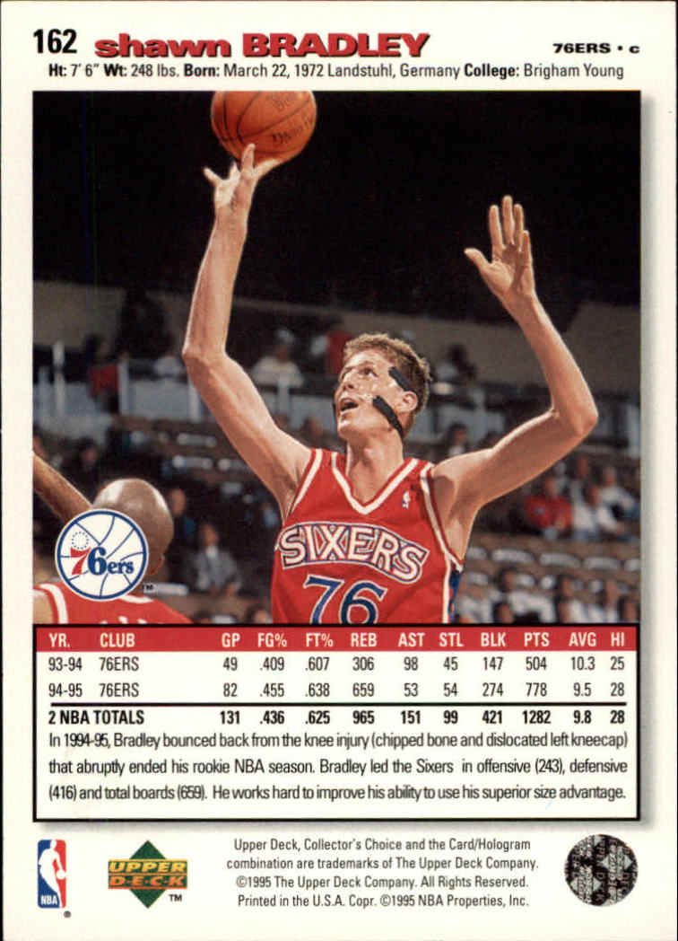 1995-96 Collector's Choice Player's Club #162 Shawn Bradley back image
