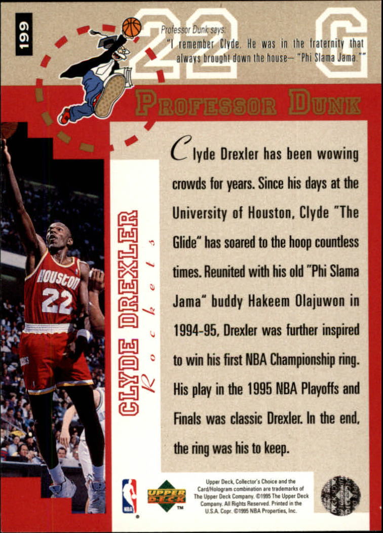 1995-96 Collector's Choice Player's Club #199 Clyde Drexler PD back image