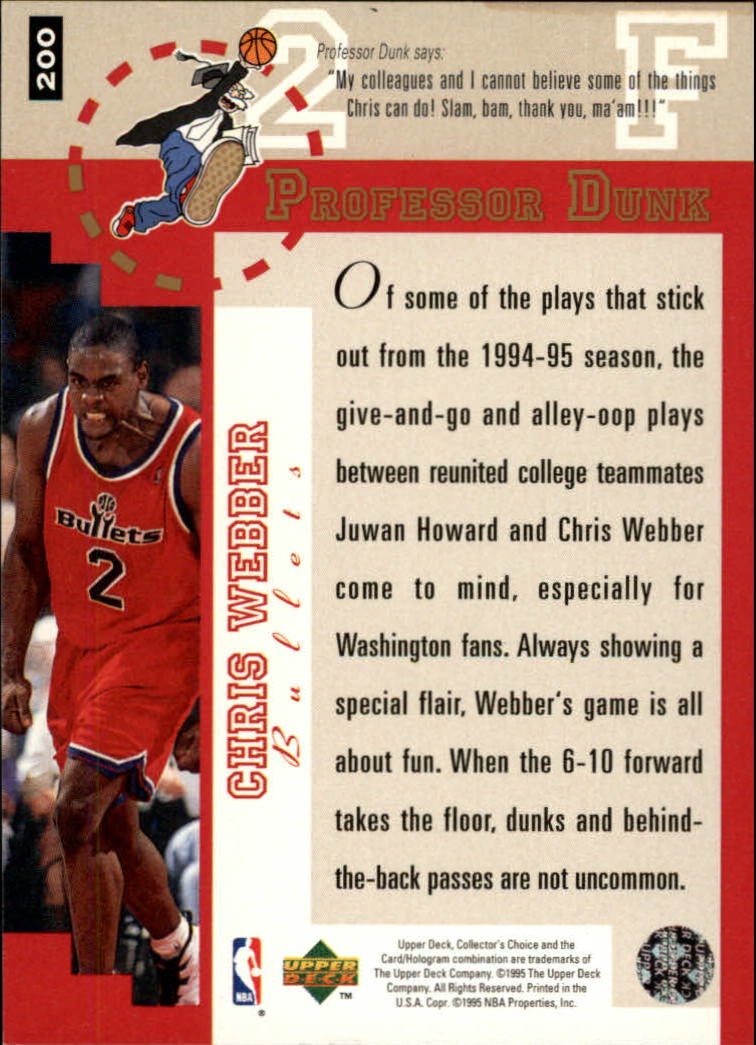 1995-96 Collector's Choice Player's Club #200 Chris Webber PD back image