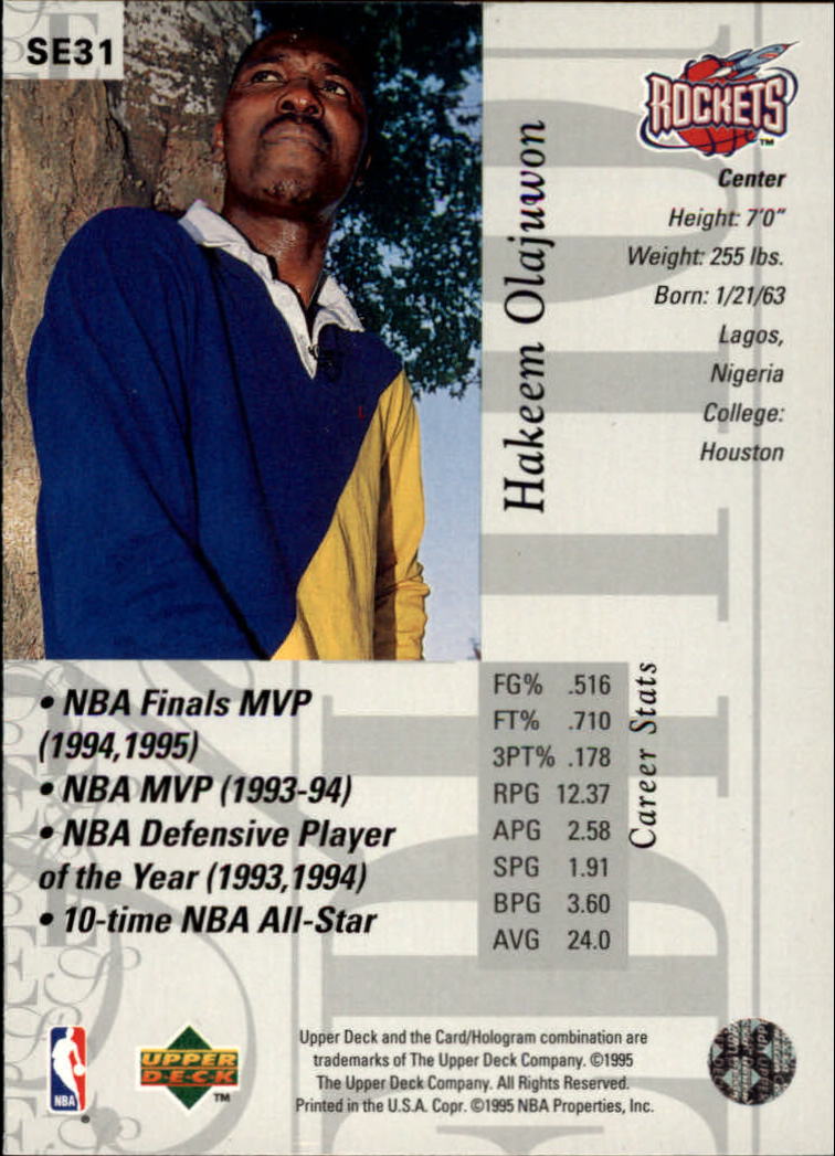 1995-96 Upper Deck Special Edition #31 Hakeem Olajuwon back image