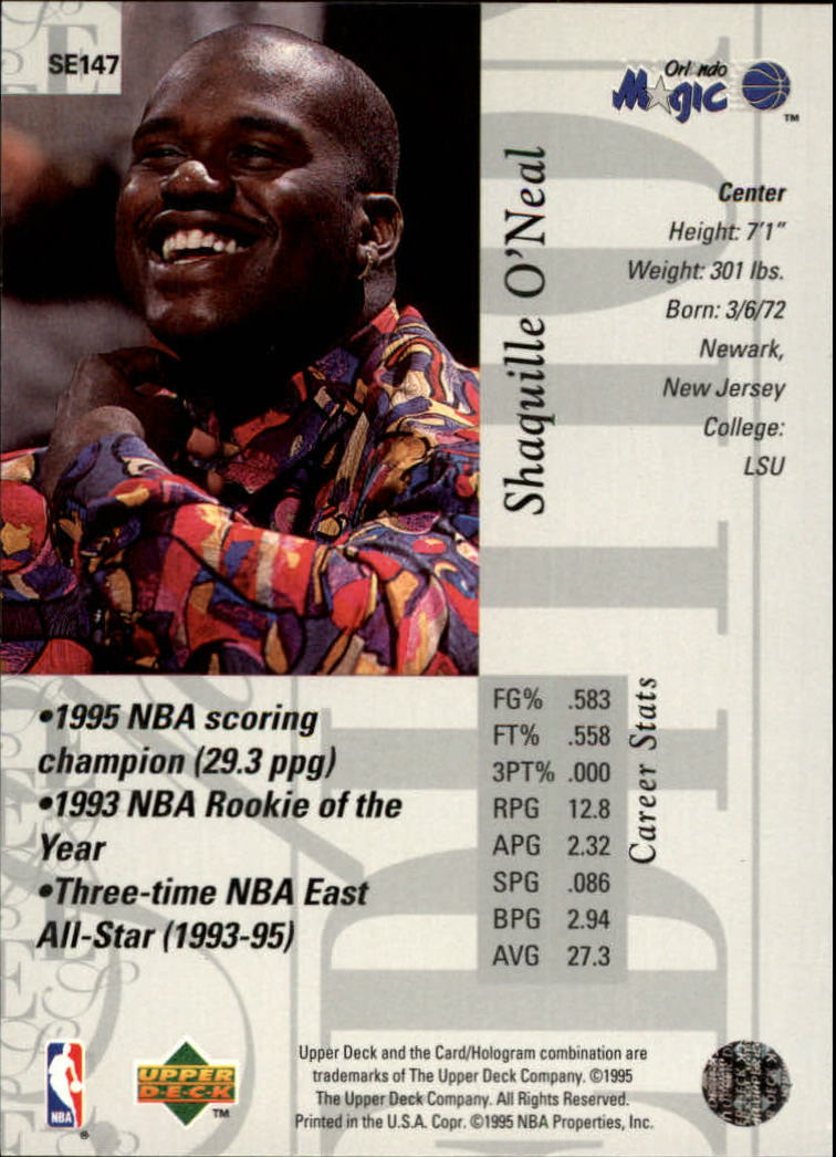 1995-96 Upper Deck Special Edition #147 Shaquille O'Neal back image
