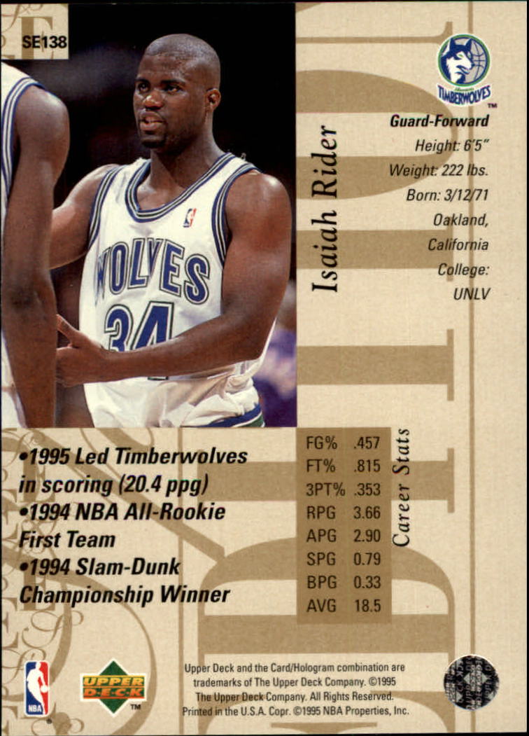 1995-96 Upper Deck Special Edition Gold #138 Isaiah Rider back image