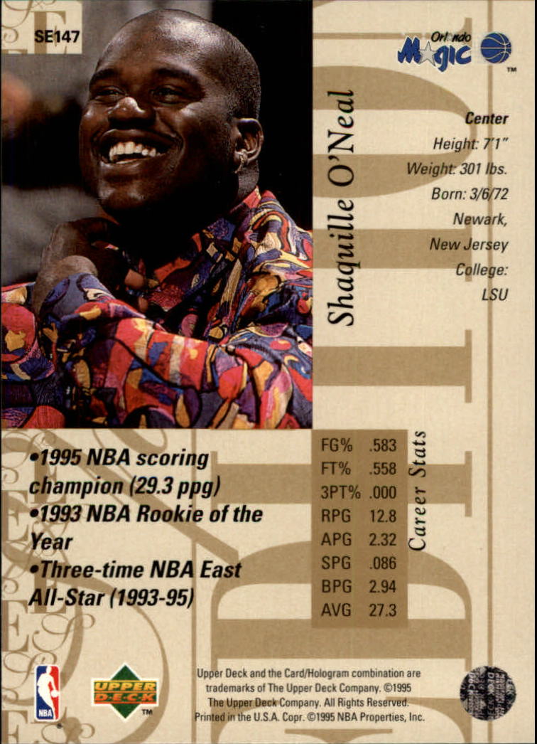 1995-96 Upper Deck Special Edition Gold #147 Shaquille O'Neal back image