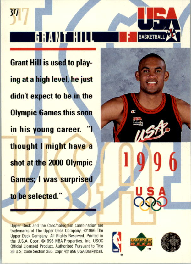 Grant Hill 1996 Upper Deck USA Basketball Card #5 NBA Detroit