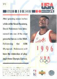 1995-96 Upper Deck #323 David Robinson USA back image