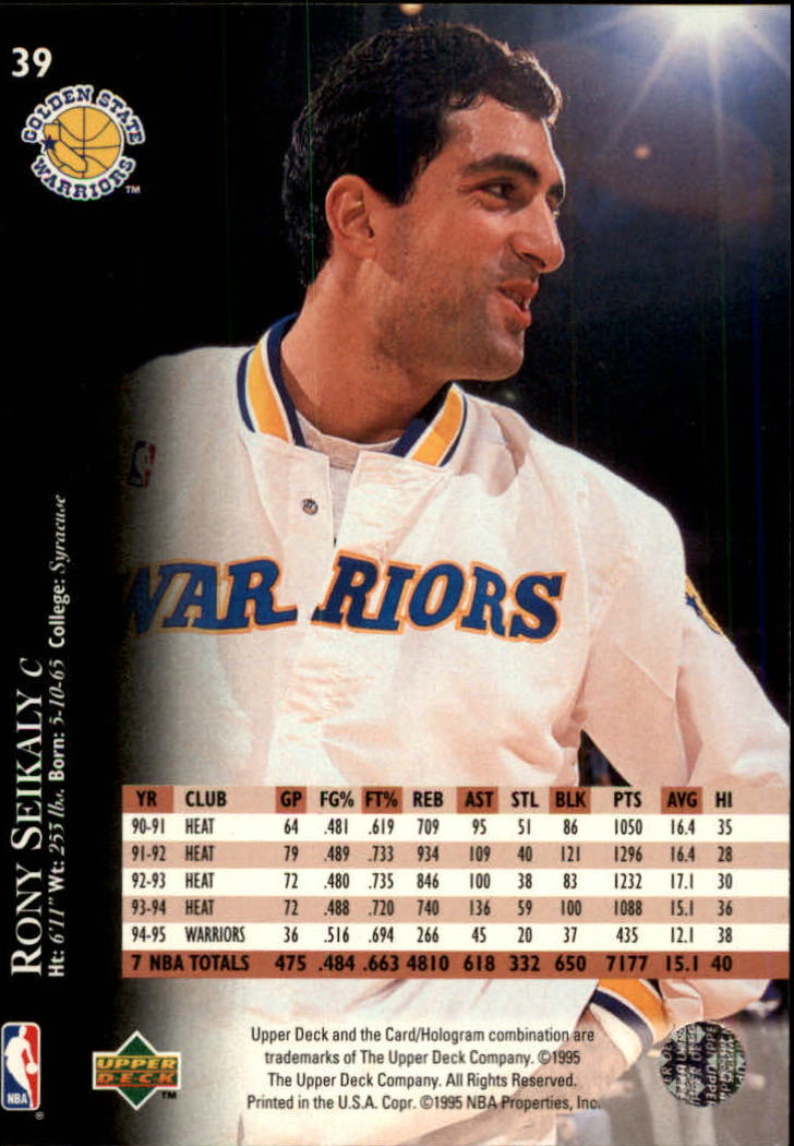 1995-96 Upper Deck Electric Court #39 Rony Seikaly back image