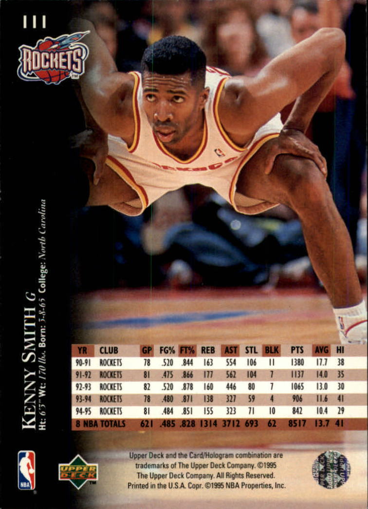 1995-96 Upper Deck Electric Court #111 Kenny Smith back image