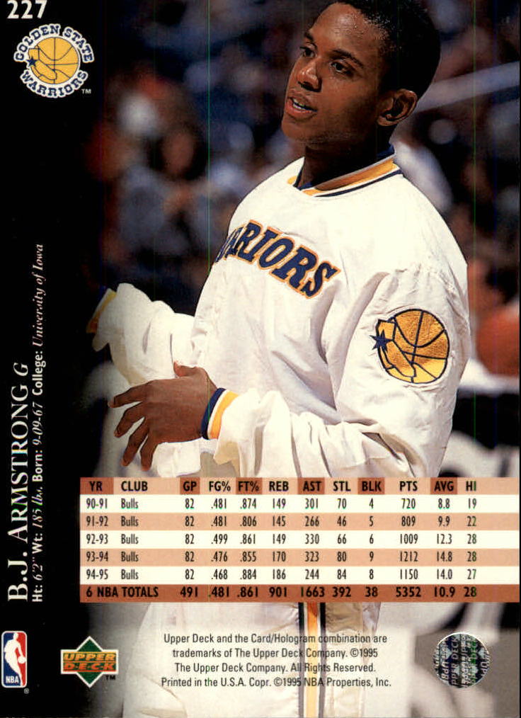 1995-96 Upper Deck Electric Court #227 B.J. Armstrong back image