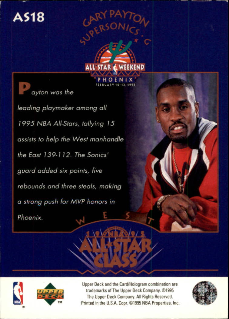 1995-96 Upper Deck All Star Class #AS18 Gary Payton back image