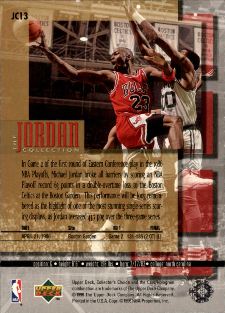 1995-96 Upper Deck Jordan Collection #JC13 Michael Jordan/1986 Garden Party back image