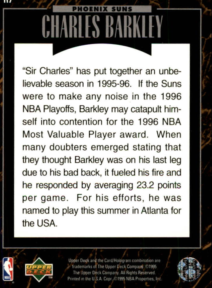 1995-96 Upper Deck Predictor MVP Redemption #R7 Charles Barkley back image