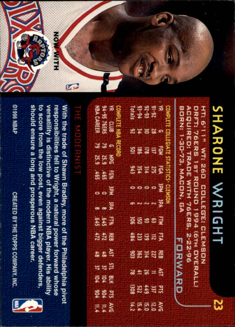 1995-96 Topps Gallery #23 Sharone Wright back image