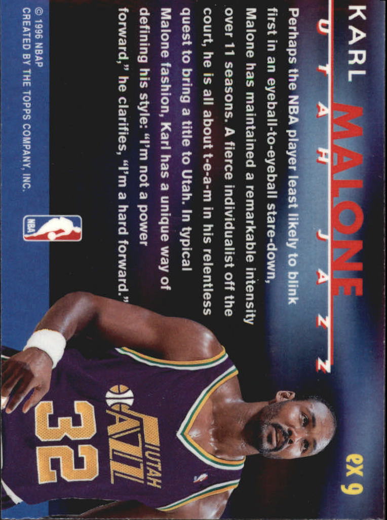 1995-96 Topps Gallery Expressionists #EX9 Karl Malone back image