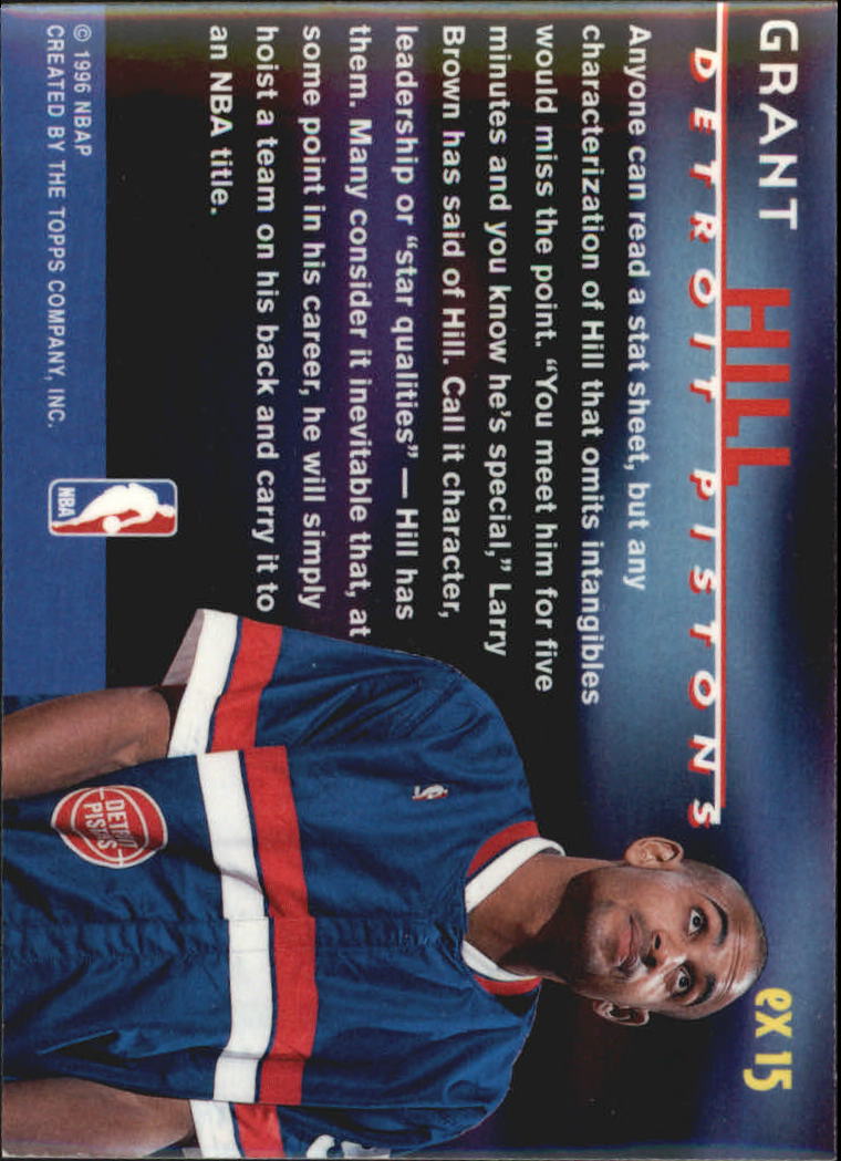 1995-96 Topps Gallery Expressionists #EX15 Grant Hill back image