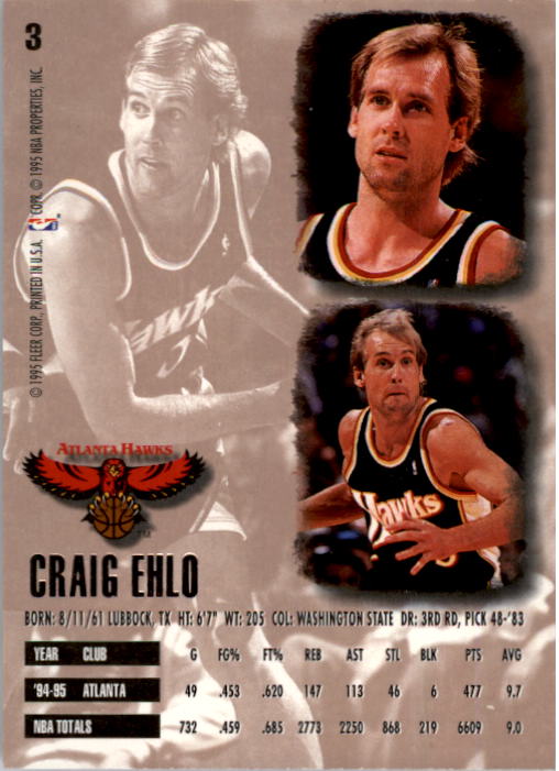 1995-96 Ultra #3 Craig Ehlo back image