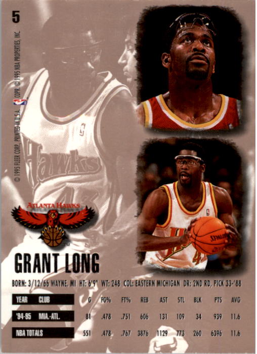 1995-96 Ultra #5 Grant Long back image