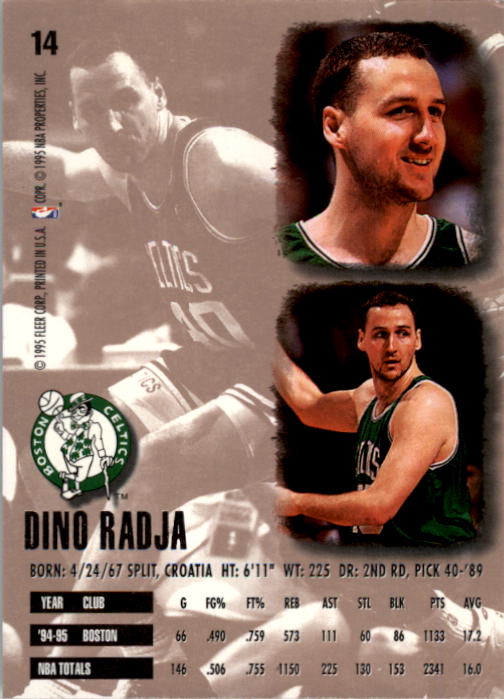 1995-96 Ultra #14 Dino Radja back image