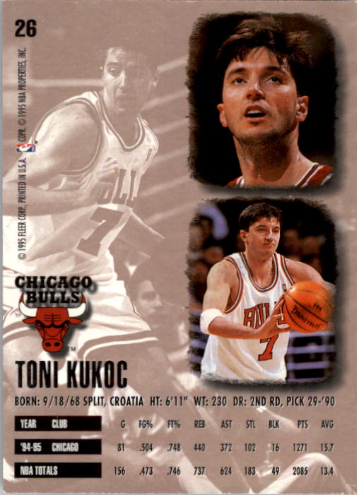 1995-96 Ultra #26 Toni Kukoc back image