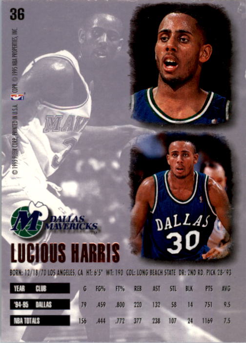 1995-96 Ultra #36 Lucious Harris back image