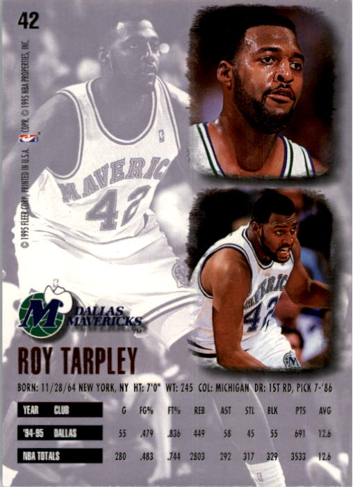 1995-96 Ultra #42 Roy Tarpley back image