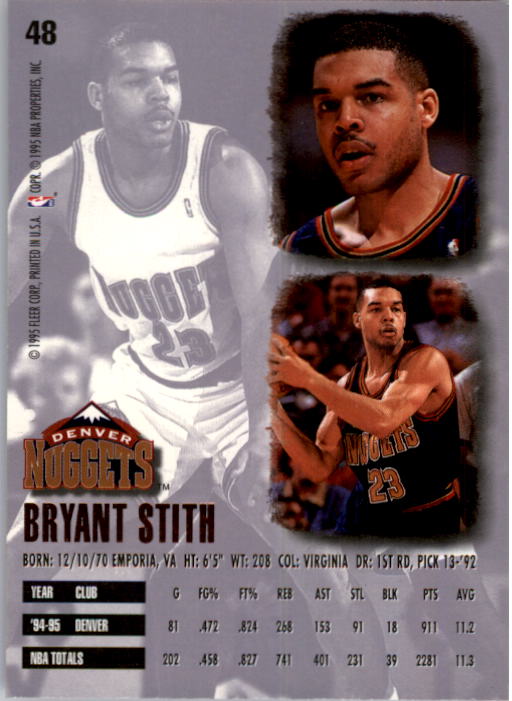 1995-96 Ultra #48 Bryant Stith back image