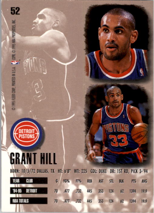 1995-96 Ultra #52 Grant Hill back image
