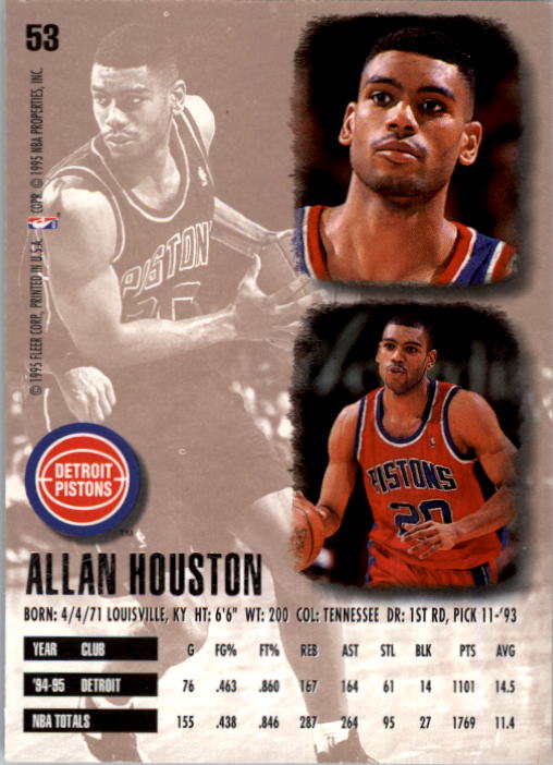 1995-96 Ultra #53 Allan Houston back image