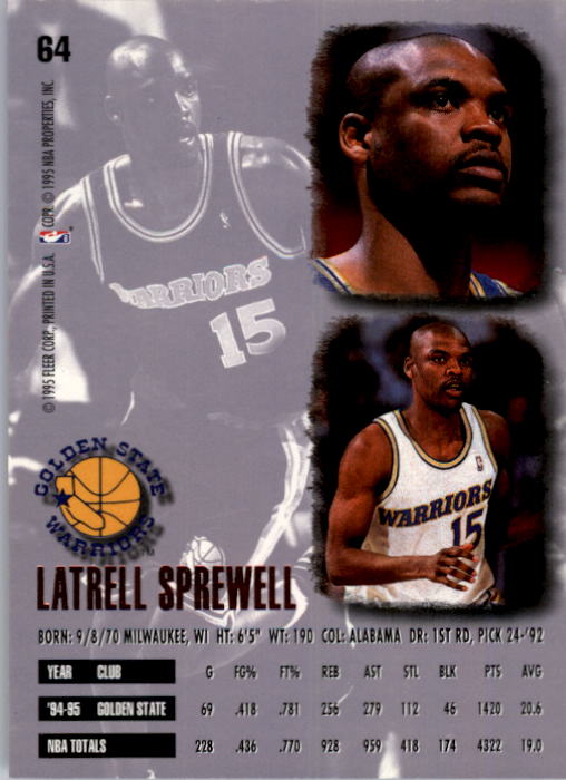 1995-96 Ultra #64 Latrell Sprewell back image