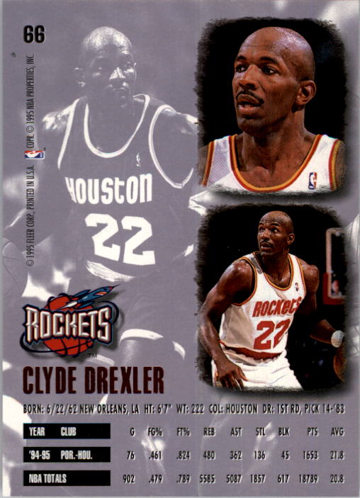 1995-96 Ultra #66 Clyde Drexler - NM-MT