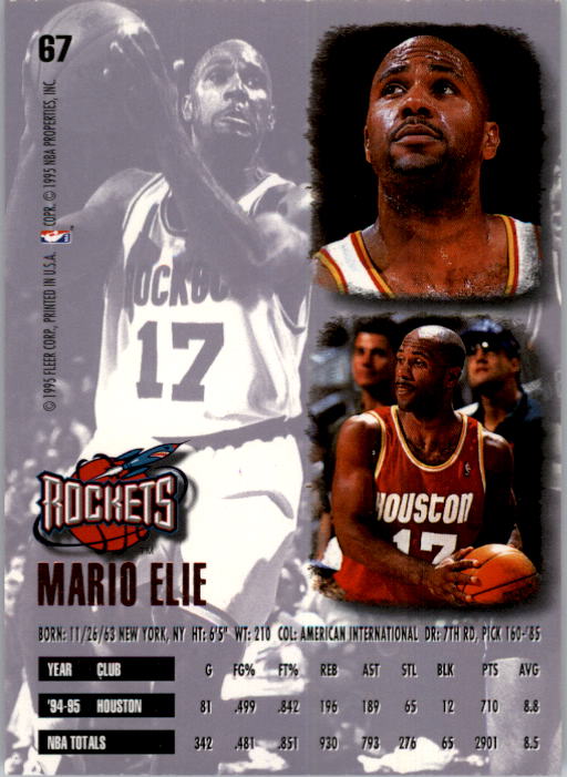 1995-96 Ultra #67 Mario Elie back image
