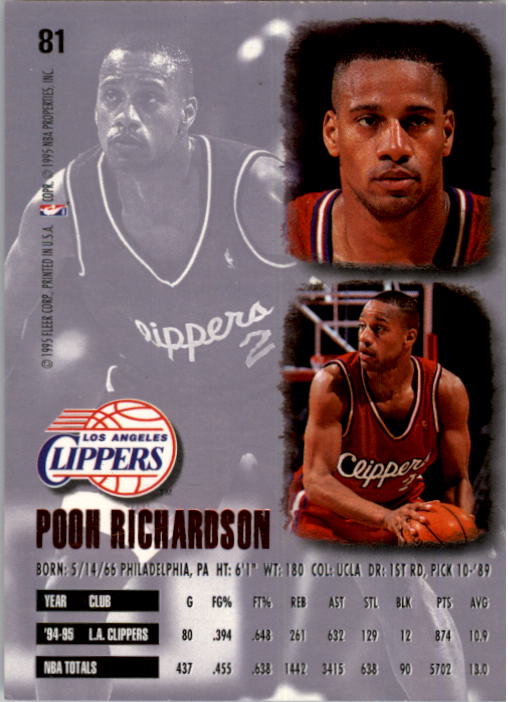 1995-96 Ultra #81 Pooh Richardson back image