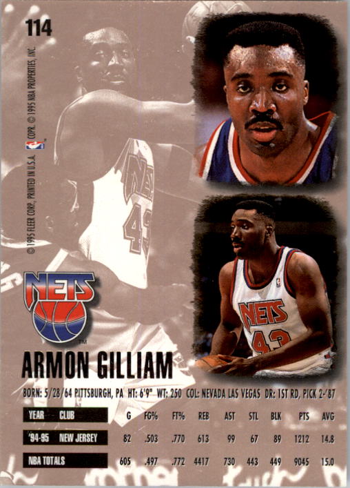 1995-96 Ultra #114 Armon Gilliam back image