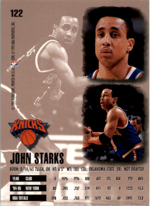 1995-96 Ultra #122 John Starks back image