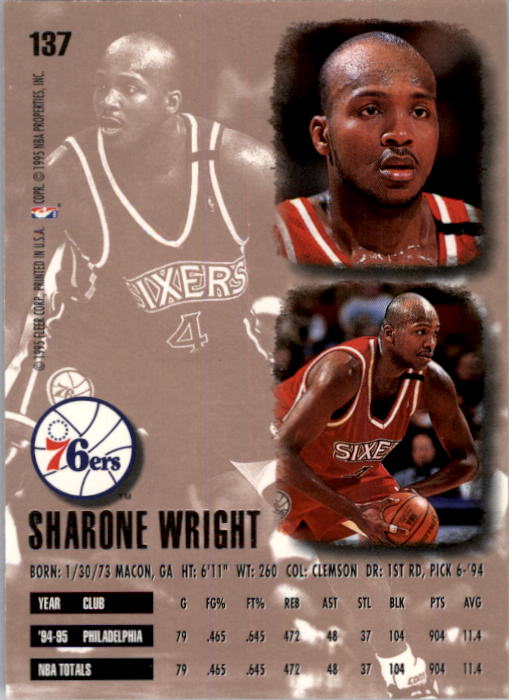 1995-96 Ultra #137 Sharone Wright back image
