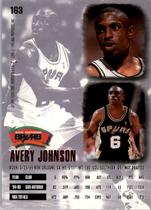 1995-96 Ultra #163 Avery Johnson back image