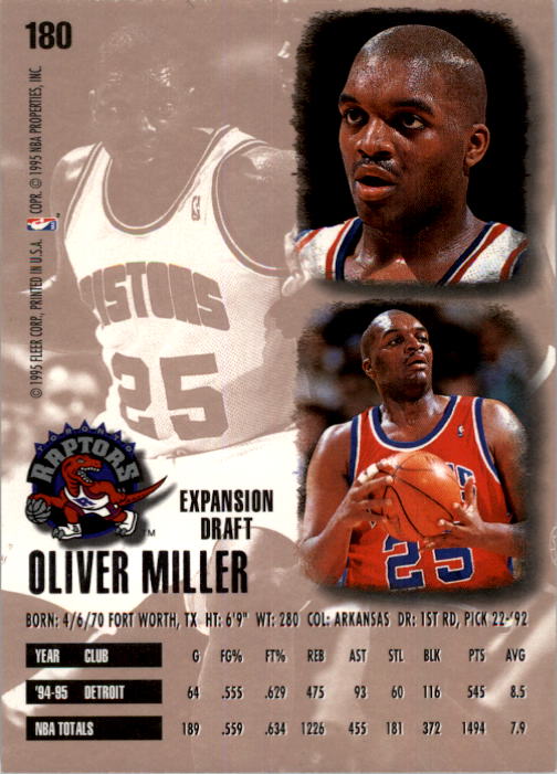 1995-96 Ultra #180 Oliver Miller back image