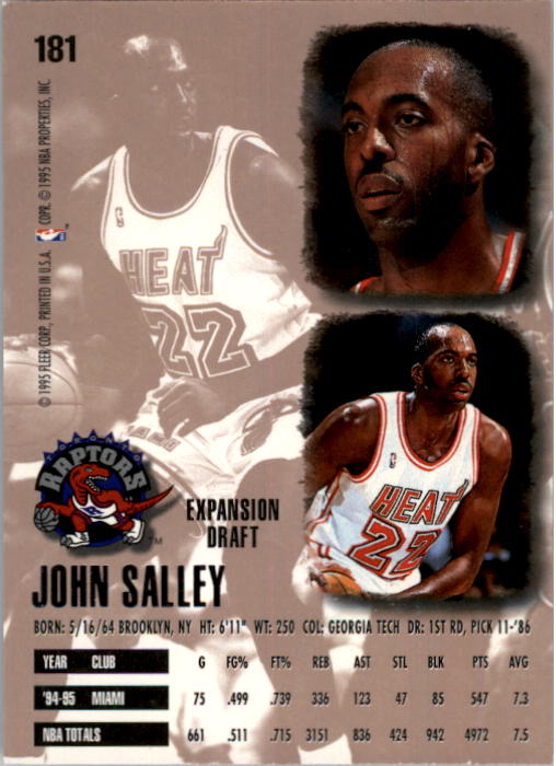 1995-96 Ultra #181 John Salley back image