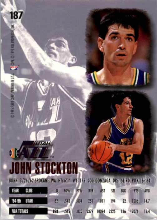 1995-96 Ultra #187 John Stockton back image
