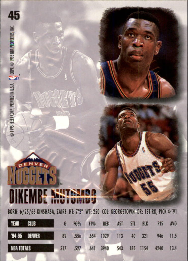 1995-96 Ultra Gold Medallion #45 Dikembe Mutombo