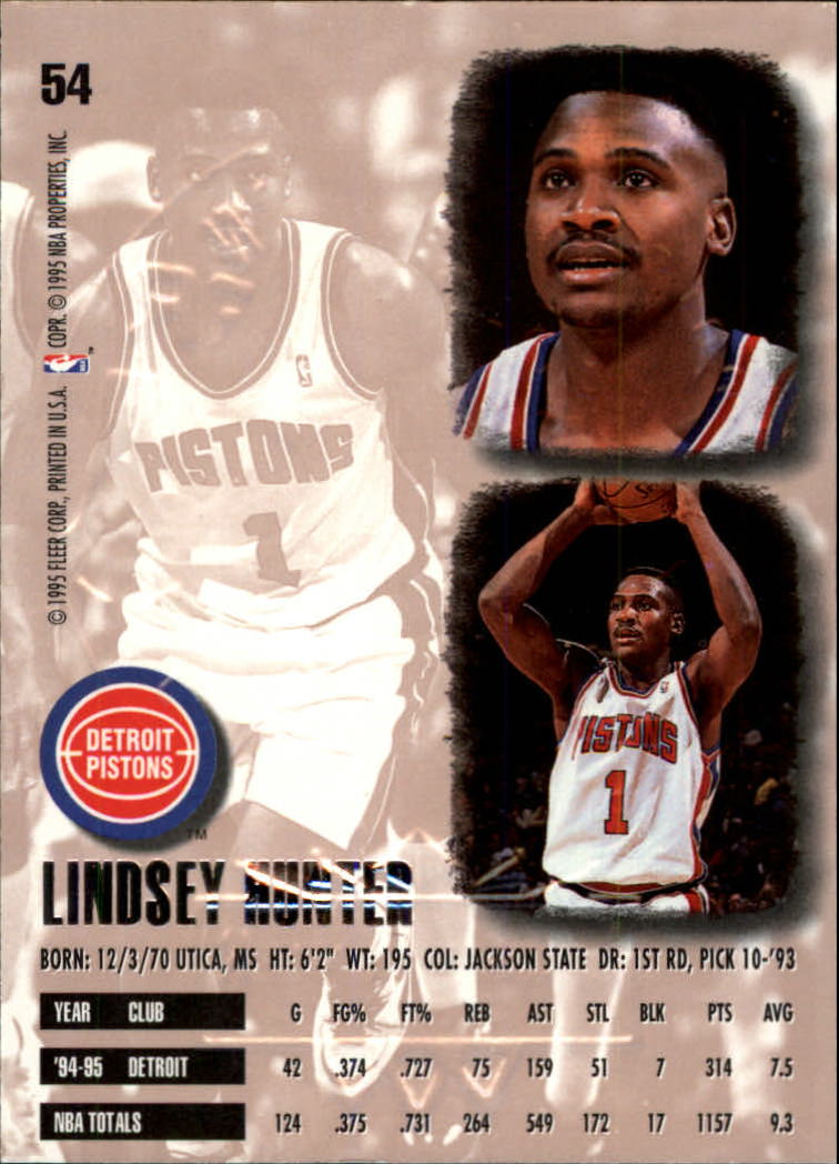 1995-96 Ultra Gold Medallion #54 Lindsey Hunter