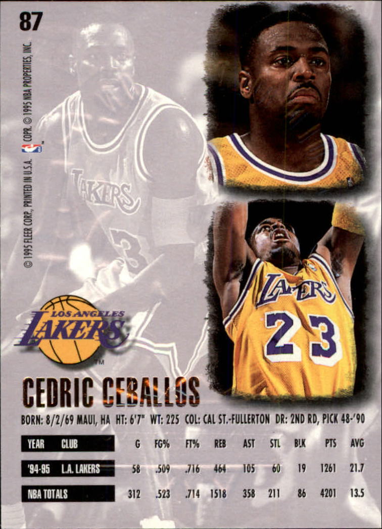 1995-96 Ultra Gold Medallion #87 Cedric Ceballos back image