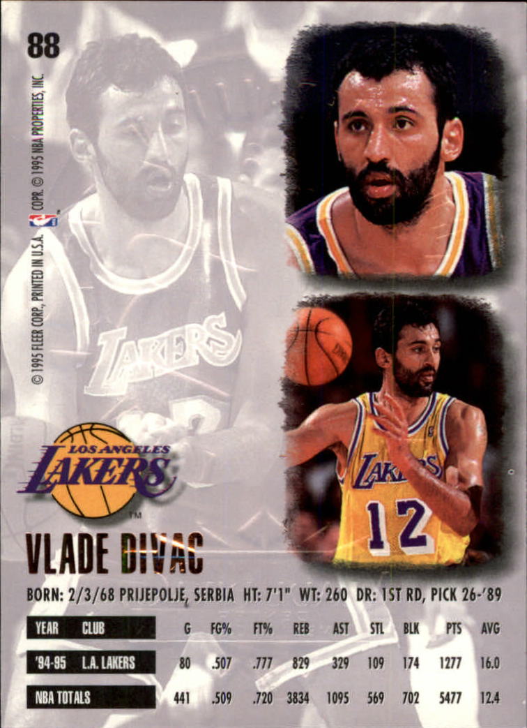 1995-96 Ultra Gold Medallion #88 Vlade Divac back image