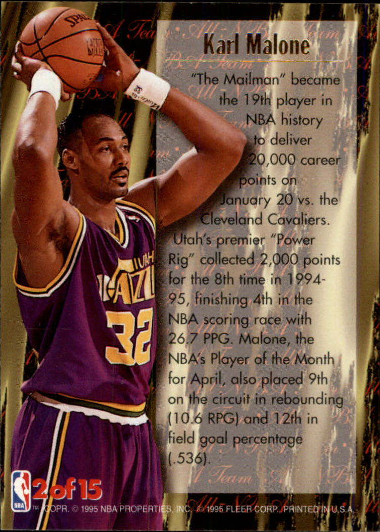 1995-96 Ultra All-NBA Gold Medallion #2 Karl Malone back image