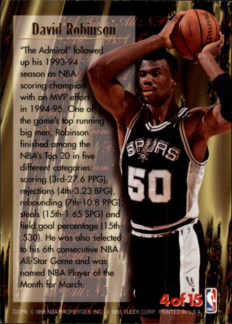 1995-96 Ultra All-NBA Gold Medallion #4 David Robinson back image