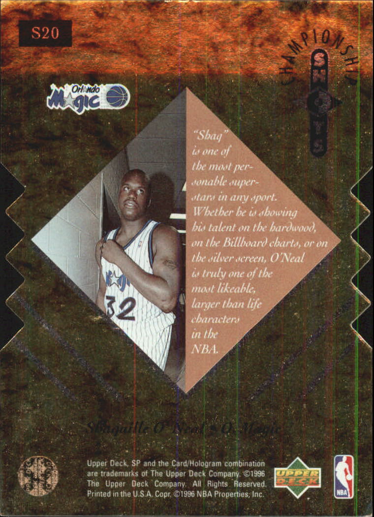 1995-96 SP Championship Championship Shots #S20 Shaquille O'Neal back image