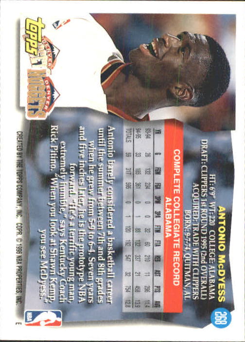 1995-96 Topps #268 Antonio McDyess RC back image