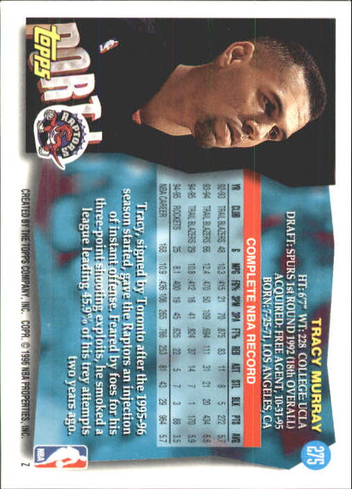 1995-96 Topps #275 Tracy Murray back image